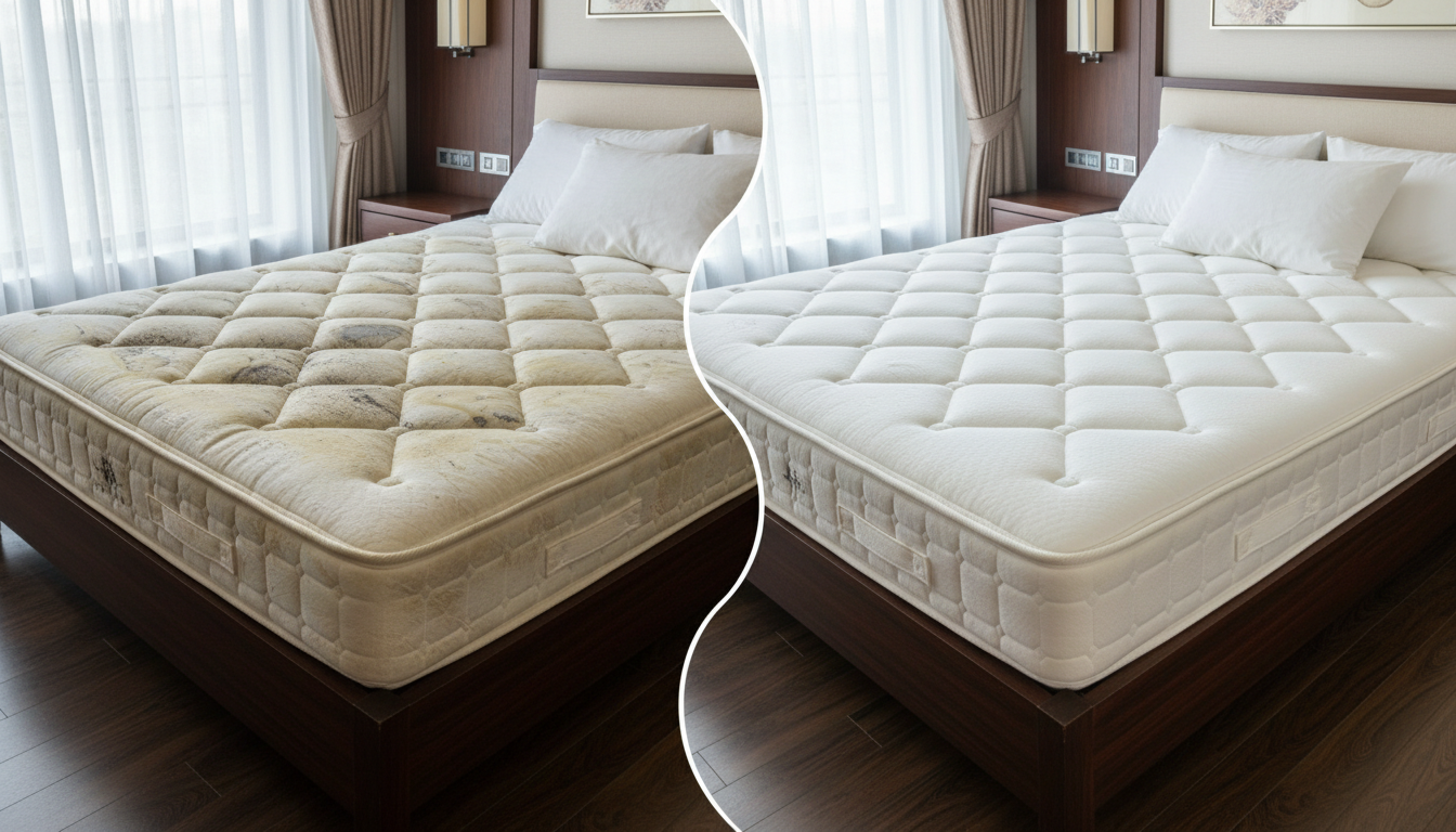 Colchão e tecido de cama
